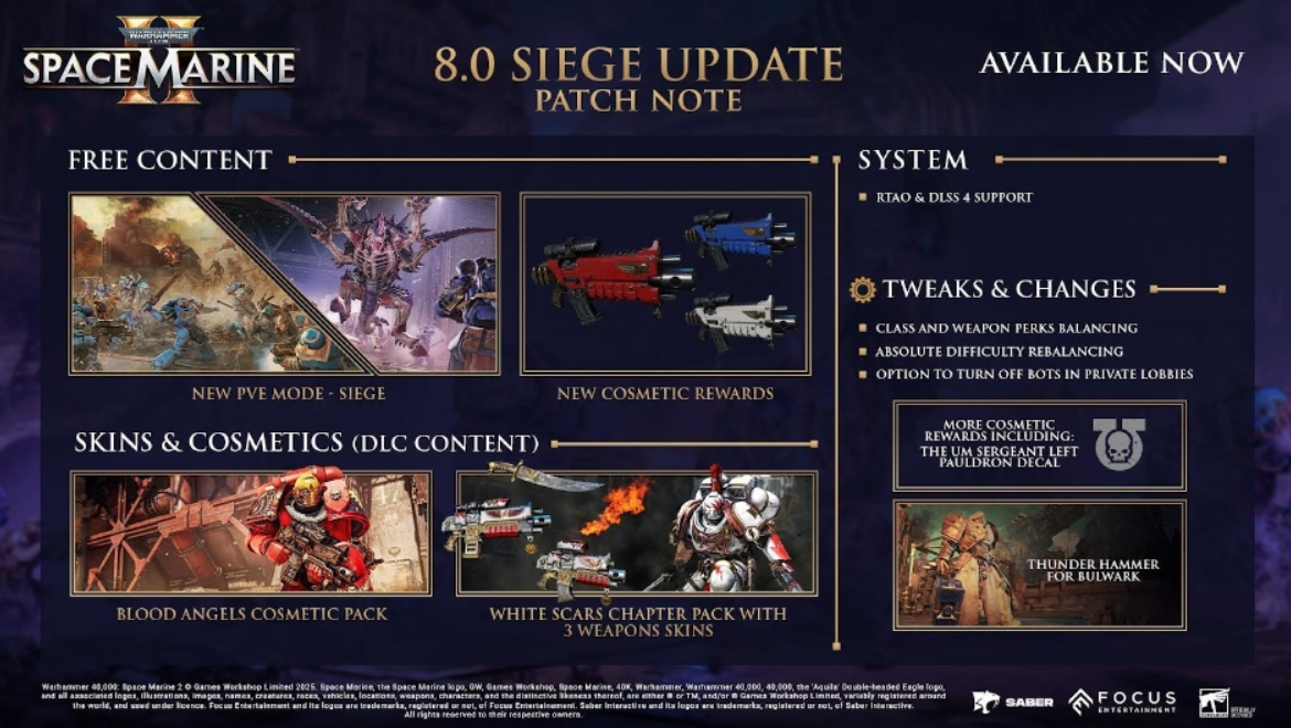 战锤40K星际战士2新版本10.0更新爆料 星际战士29月更新内容前瞻