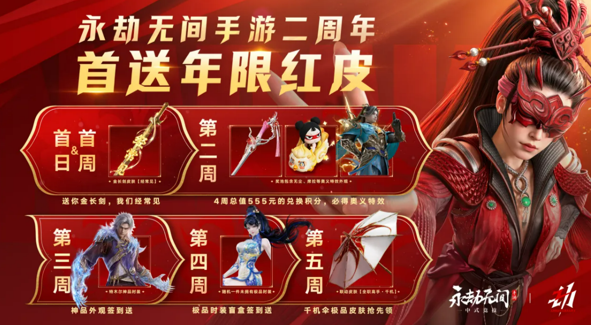 永劫无间手游二周年庆福利全汇总：登录奖励、限定皮肤、抽卡福利与活动详解