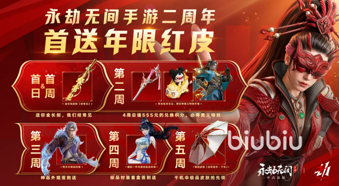 永劫无间手游二周年庆福利全汇总:登录奖励、限定皮肤、抽卡福利与活动详解